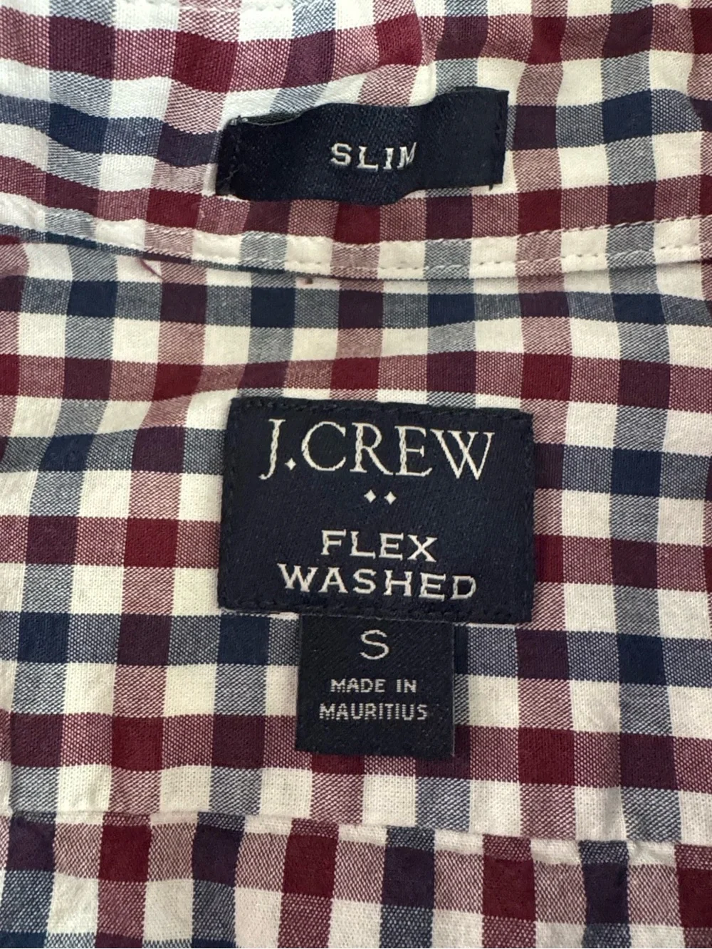 Men’s small J.Crew maroon & navy, Gap navy & white down dress shirts